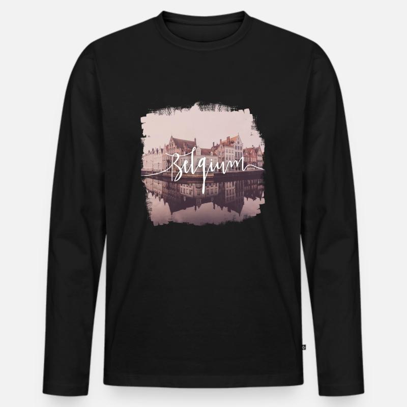 Belgium - Männer Premium Bio Langarmshirt - Schwarz