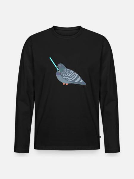 Jedi Pigeon Friend - pigeon - Men's Premium Organic Long Sleeve Shirt - black