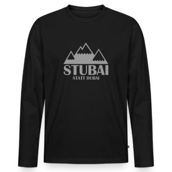 Stubai(tal) statt Dubai - Skifahren Berge Winter - Männer Premium Bio Langarmshirt - Schwarz - Vorne - Nico (187cm)