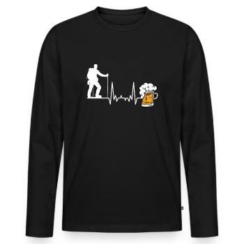 Randonnée et bière - T-shirt manches longues Premium bio Homme - noir - Devant - Nico (187cm)