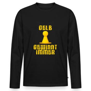 GESELLSCHAFTSSPIELE SPIELEABEND GESCHENK - Männer Premium Bio Langarmshirt - Schwarz - Vorne - Nico (187cm)