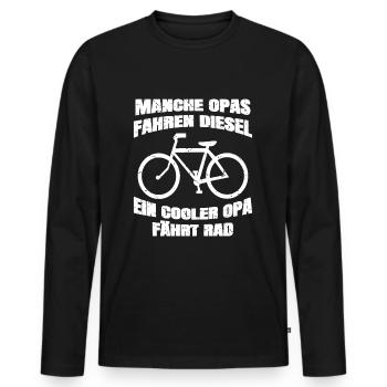 LUSTIGER SPRUCH OPA GESCHENK - Männer Premium Bio Langarmshirt - Schwarz - Vorne - Nico (187cm)