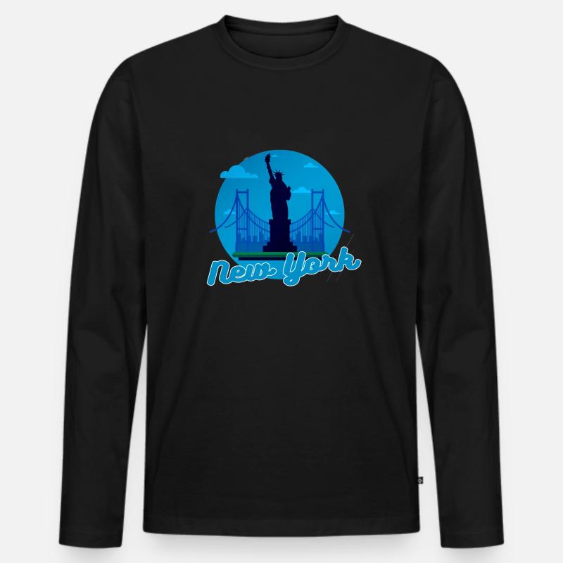 New York - Männer Premium Bio Langarmshirt - Schwarz