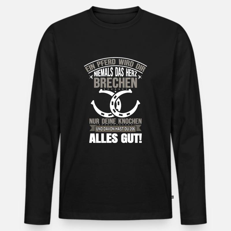 EIN PFERD WIRD DIR NIEMALS DAS HERZ BRECHEN - Männer Premium Bio Langarmshirt - Schwarz