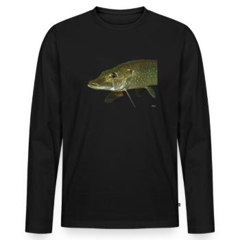 Hecht - Männer Premium Bio Langarmshirt - Schwarz - Vorne - Nico (187cm)