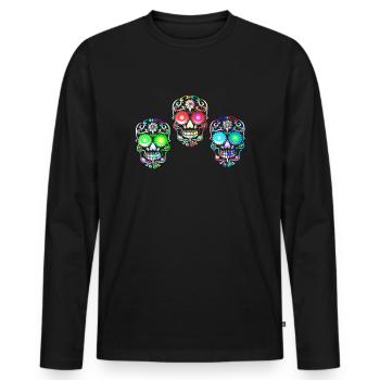 Sugar Skull Art - Men's Premium Organic Long Sleeve Shirt - black - Front - Nico (187cm)