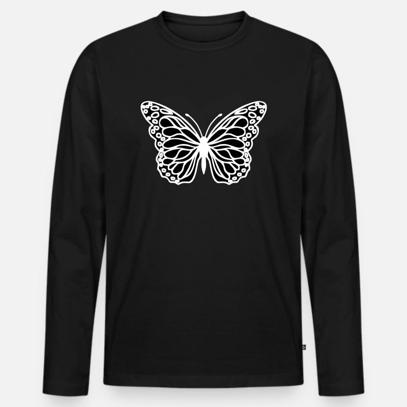 Schmetterling - Männer Premium Bio Langarmshirt - Schwarz