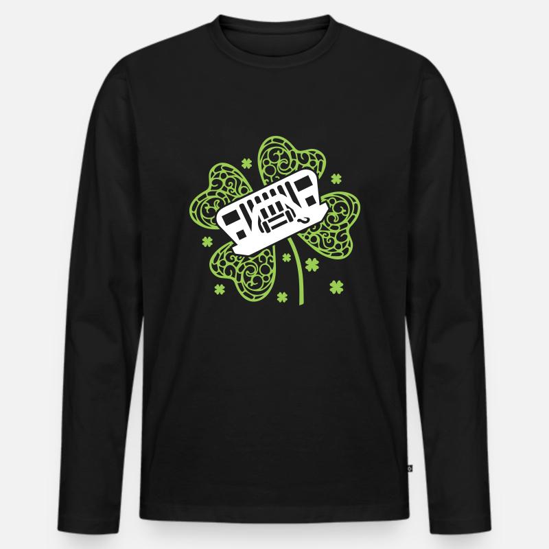 Shamrock Jeep - Männer Premium Bio Langarmshirt - Schwarz