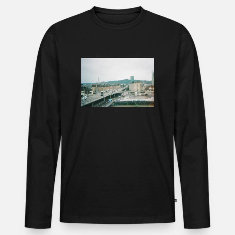 Prime Tower Zürich - Männer Premium Bio Langarmshirt - Schwarz