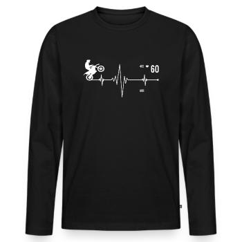 motorcycle rider driver motorcycle heartbeat - Men's Premium Organic Long Sleeve Shirt - black - Front - Nico (187cm)