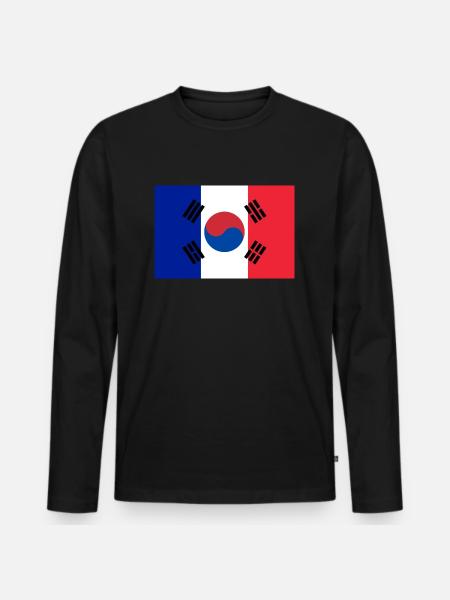France Korea - Men's Premium Organic Long Sleeve Shirt - black