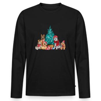 Merry Christmas Dogs - Männer Premium Bio Langarmshirt - Schwarz - Vorne - Nico (187cm)