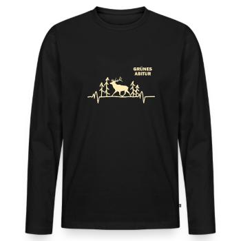 Jäger Jagdschein Reh Herzschlag Grünes Abitur - Men's Premium Organic Long Sleeve Shirt - black - Front - Nico (187cm)