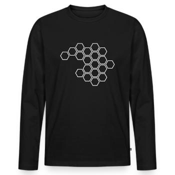 Hexagones blancs - T-shirt manches longues Premium bio Homme - noir - Devant - Nico (187cm)