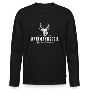 Waidmannsheil Jäger aus Leidenschaft - Männer Premium Bio Langarmshirt - Schwarz - Vorne - Nico (187cm)