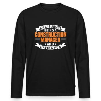 Directeur de la construction Superviseur de la construction Don de projet de construction - T-shirt manches longues Premium bio Homme - noir - Devant - Nico (187cm)
