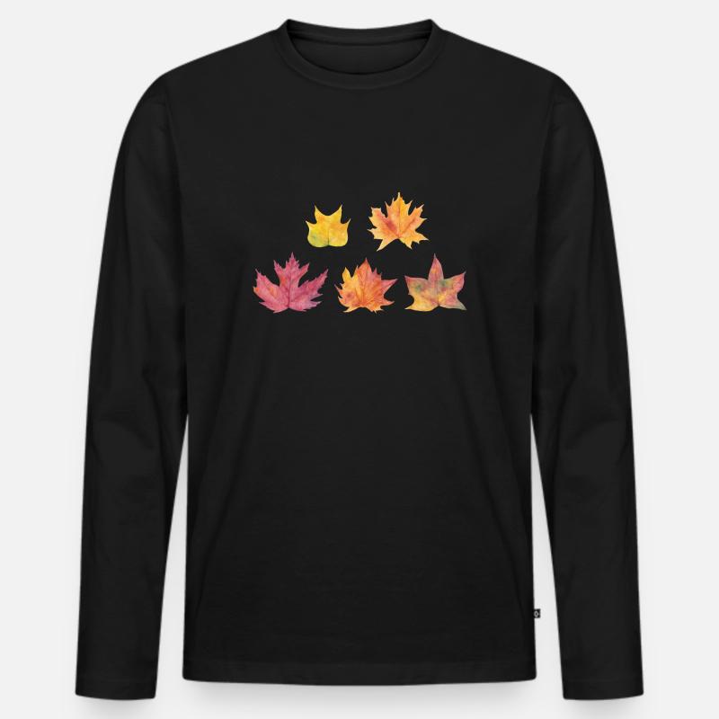 Herbstlaub - Männer Premium Bio Langarmshirt - Schwarz