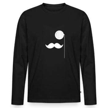 Monokel und Schnurrbart Feel Like A Sir - Männer Premium Bio Langarmshirt - Schwarz - Vorne - Nico (187cm)