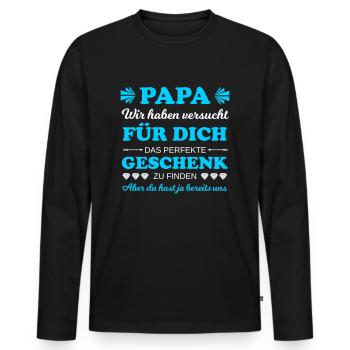 Perfect gift for dad - Men's Premium Organic Long Sleeve Shirt - black - Front - Nico (187cm)