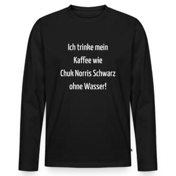 schwarz lieben leben morgen lustiger kaffee spruch - Männer Premium Bio Langarmshirt - Schwarz - Vorne - Nico (187cm)