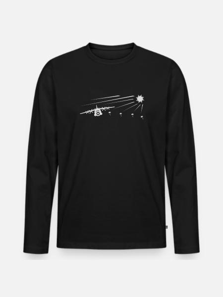 Paratroopers Parachutists with round cap - Men's Premium Organic Long Sleeve Shirt - black