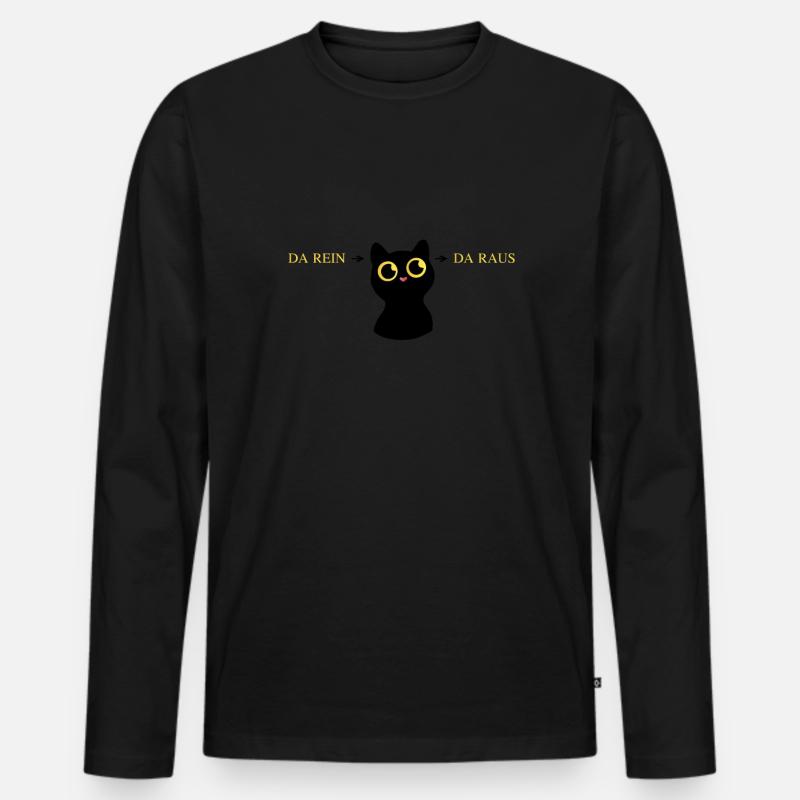 Katze da rein da raus - Männer Premium Bio Langarmshirt - Schwarz