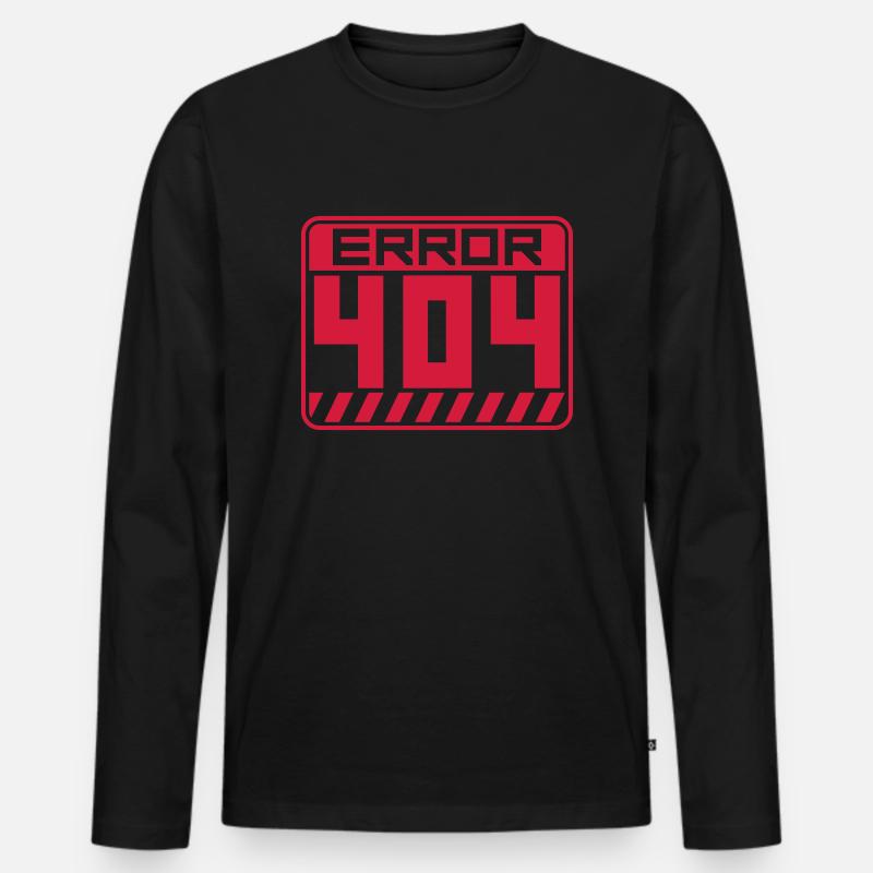 Schild Error 404 Warnung - Männer Premium Bio Langarmshirt - Schwarz