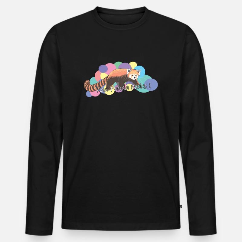 Kleiner Panda - Männer Premium Bio Langarmshirt - Schwarz