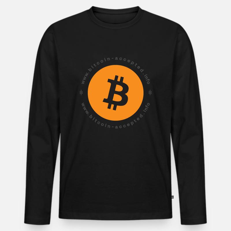 bitcoin ACCEPTED HERE - Männer Premium Bio Langarmshirt - Schwarz