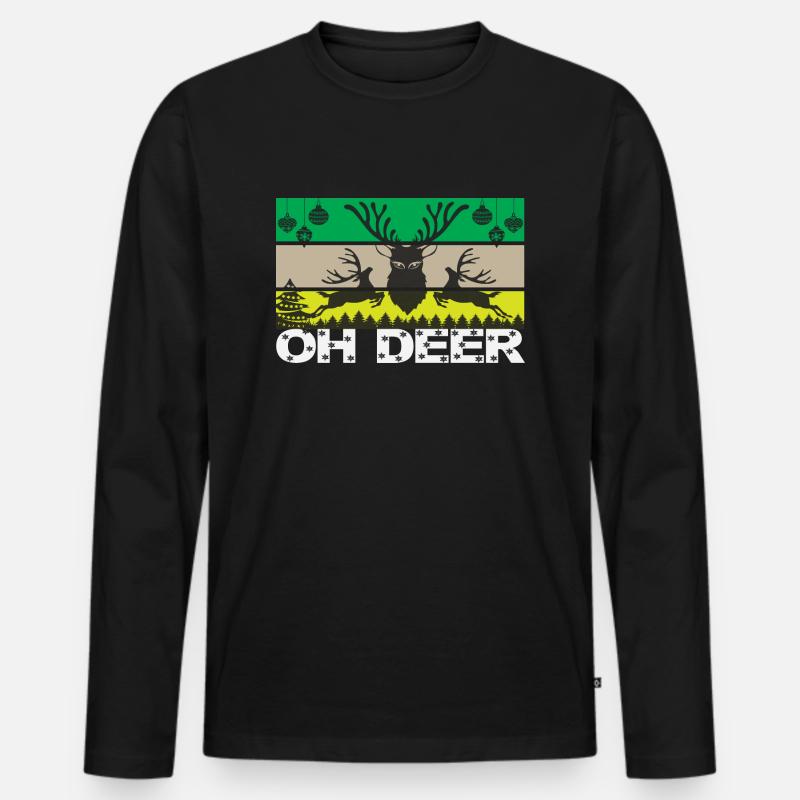 Oh Deer - Männer Premium Bio Langarmshirt - Schwarz