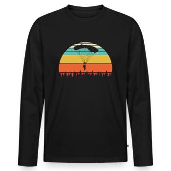 Parachutisme parachute rétro parachute - T-shirt manches longues Premium bio Homme - noir - Devant - Nico (187cm)