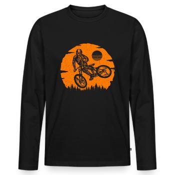 Mountain Bike Cyclist Mountain Bike - Men's Premium Organic Long Sleeve Shirt - black - Front - Nico (187cm)