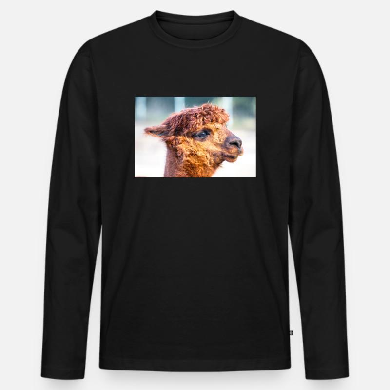 Alpaka Vicugna pacos - Männer Premium Bio Langarmshirt - Schwarz