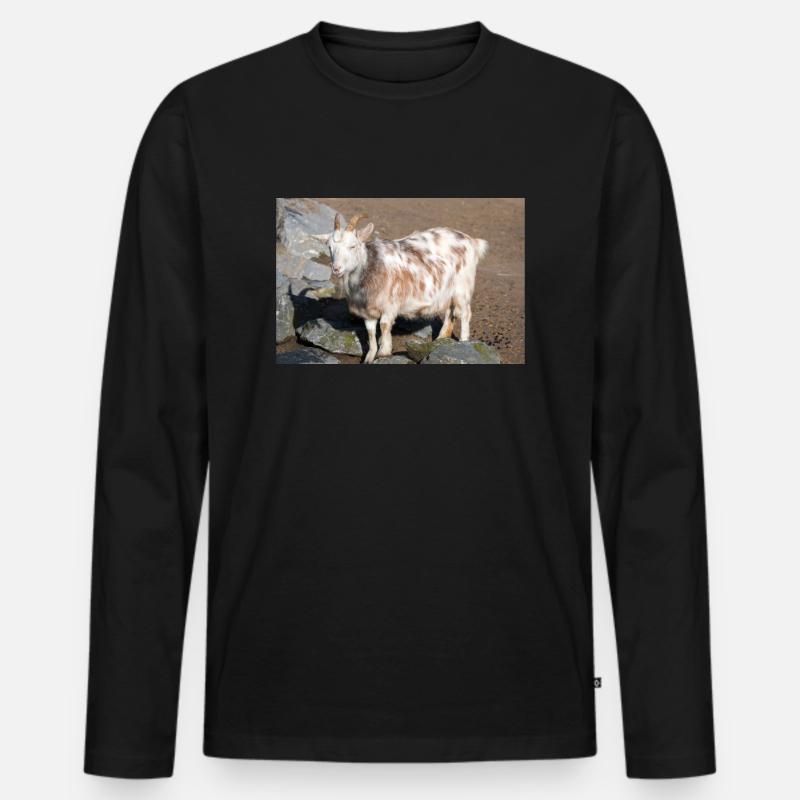 Zwergziege oder Zwergziege - Männer Premium Bio Langarmshirt - Schwarz
