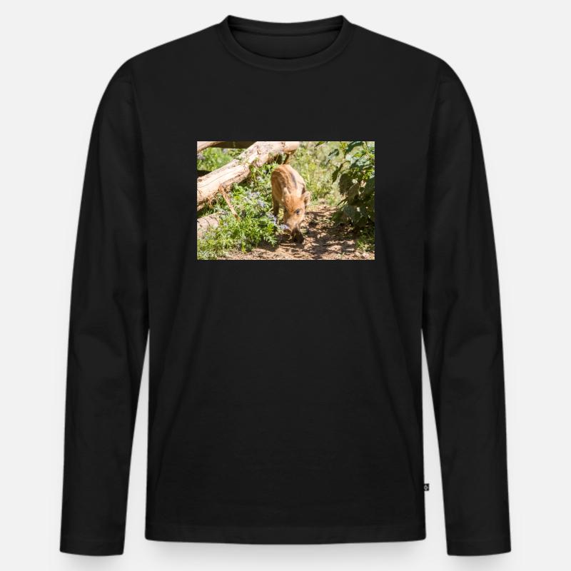 Wildschwein Sus scrofa - Männer Premium Bio Langarmshirt - Schwarz