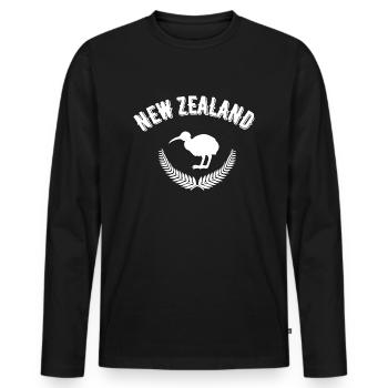 Neuseeland - Männer Premium Bio Langarmshirt - Schwarz - Vorne - Nico (187cm)