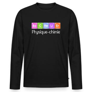 Cadeau bachelier BAC 2023 Bachelière 2023 physique - T-shirt manches longues Premium bio Homme - noir - Devant - Nico (187cm)