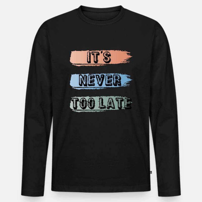 Es ist nie zu spät - Männer Premium Bio Langarmshirt - Schwarz