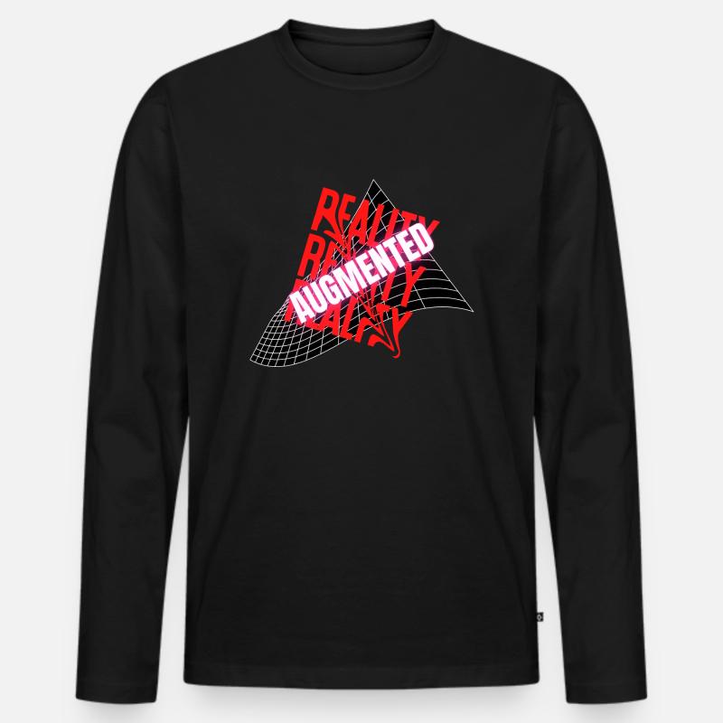 Reality Augmented Anamorphotisch - Männer Premium Bio Langarmshirt - Schwarz
