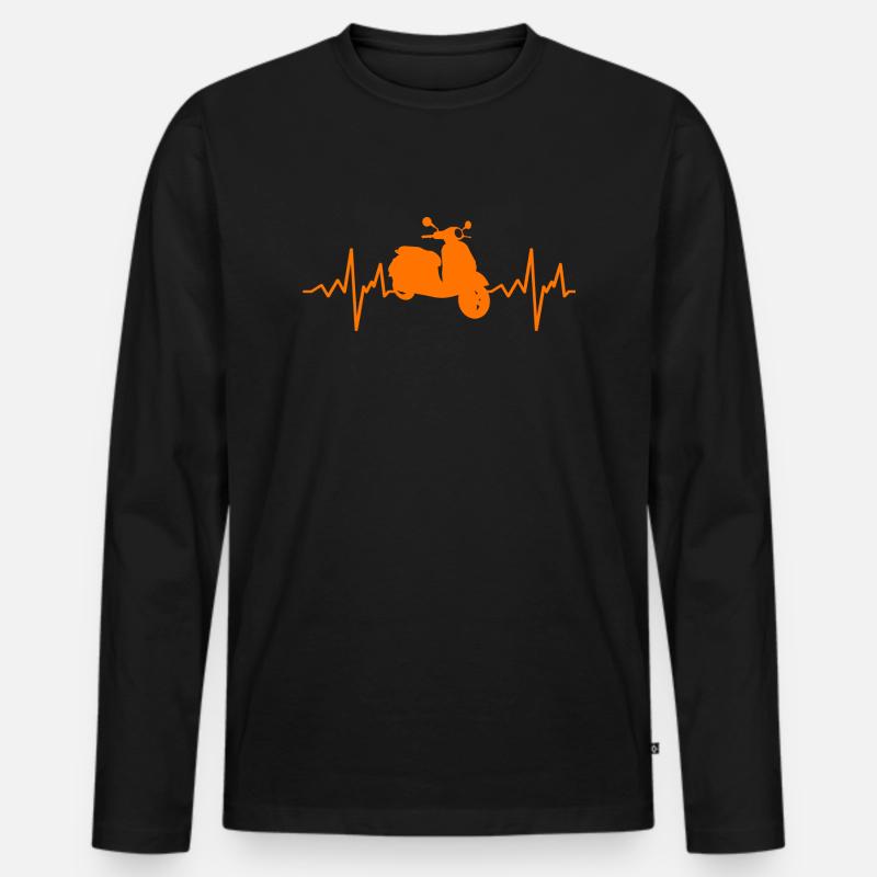 Mofa Herzschlag Roller Moped - Männer Premium Bio Langarmshirt - Schwarz
