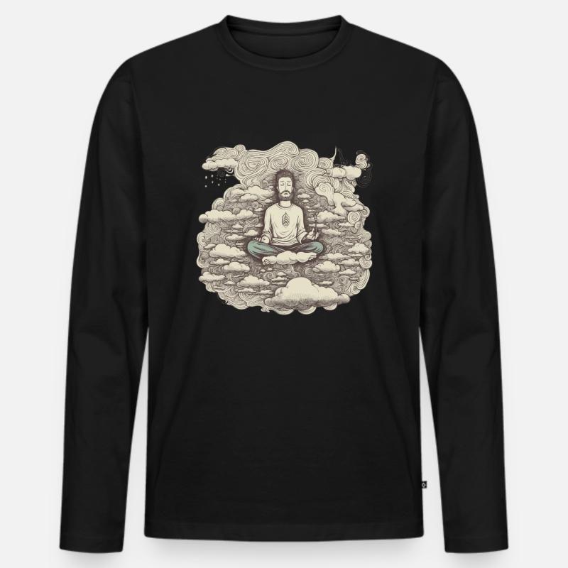 Achtsamkeit - Männer Premium Bio Langarmshirt - Schwarz