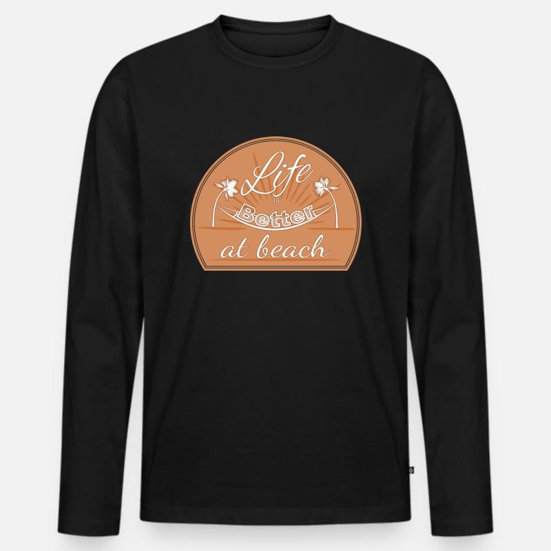 Life at Beach - Männer Premium Bio Langarmshirt - Schwarz