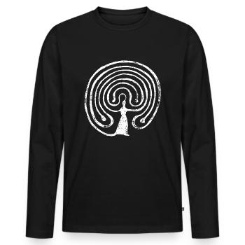 Labyrinth - Männer Premium Bio Langarmshirt - Schwarz - Vorne - Nico (187cm)