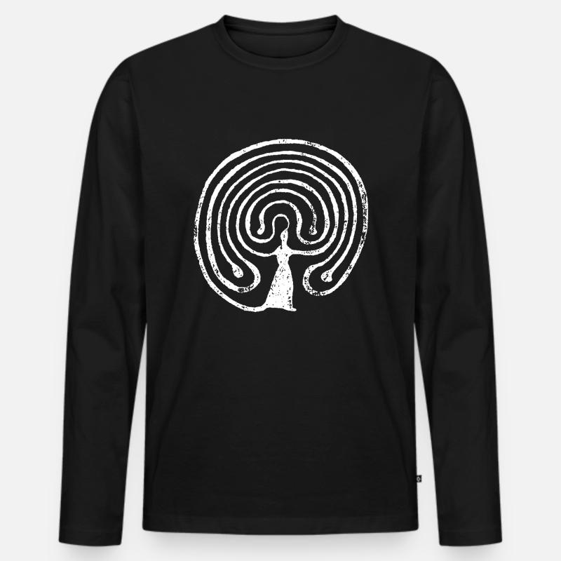 Labyrinth - Männer Premium Bio Langarmshirt - Schwarz