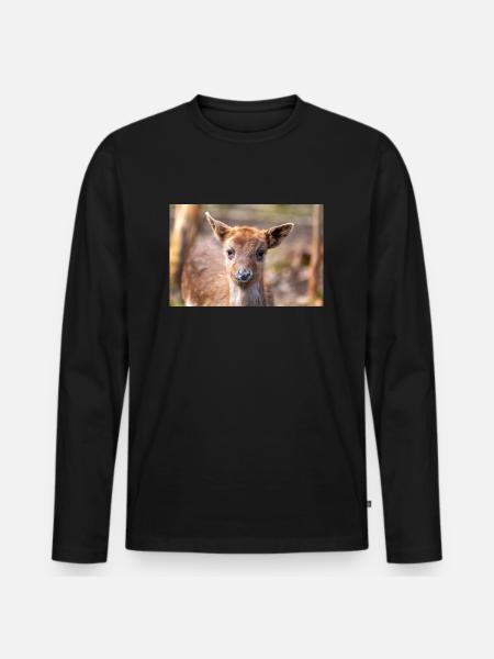 Kuusipeura (saksaksi Damwild tai Damhirsch) Dama - Premium luomulaatuinen miesten pitkähihainen paita - musta
