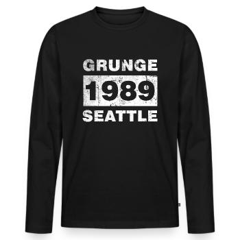 GRUNGE SEATTLE 1989 - Men's Premium Organic Long Sleeve Shirt - black - Front - Nico (187cm)