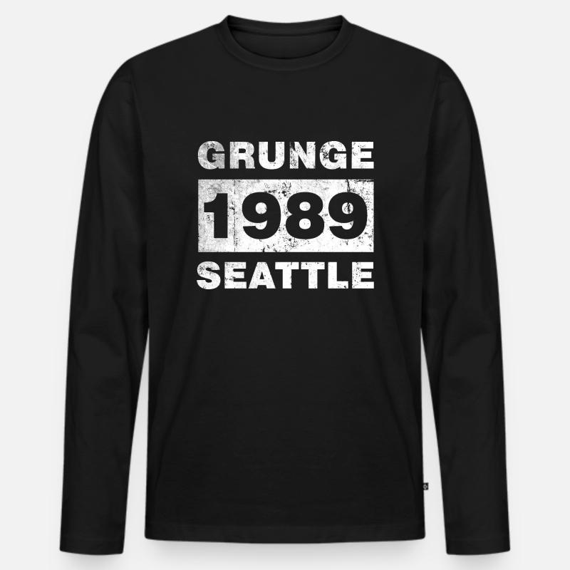 GRUNGE SEATTLE 1989 - Männer Premium Bio Langarmshirt - Schwarz