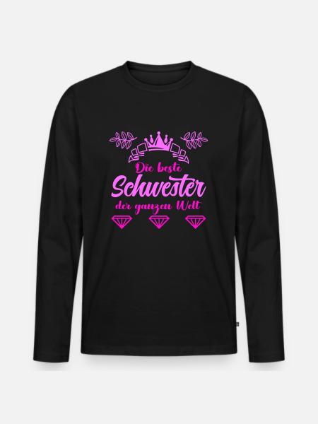 beste schwester - Männer Premium Bio Langarmshirt - Schwarz