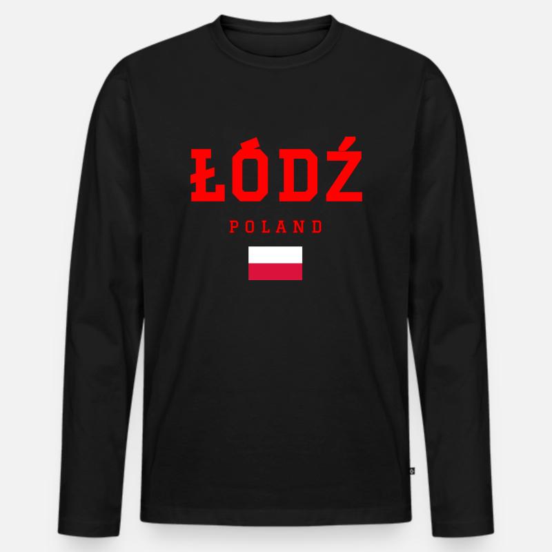 Lodz Polen - Männer Premium Bio Langarmshirt - Schwarz