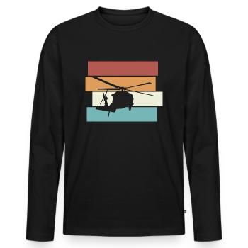 Hélicoptère Pilote d’hélicoptère Rétro - T-shirt manches longues Premium bio Homme - noir - Devant - Nico (187cm)